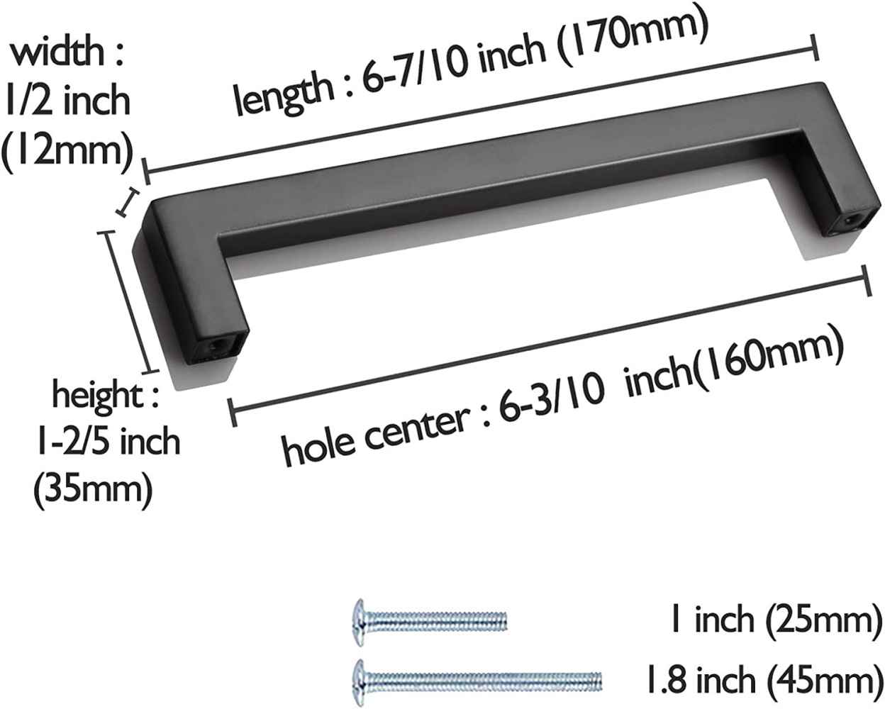 6.7-in. x 1.5-in. Stainless Steel Cabinet Handle In Black