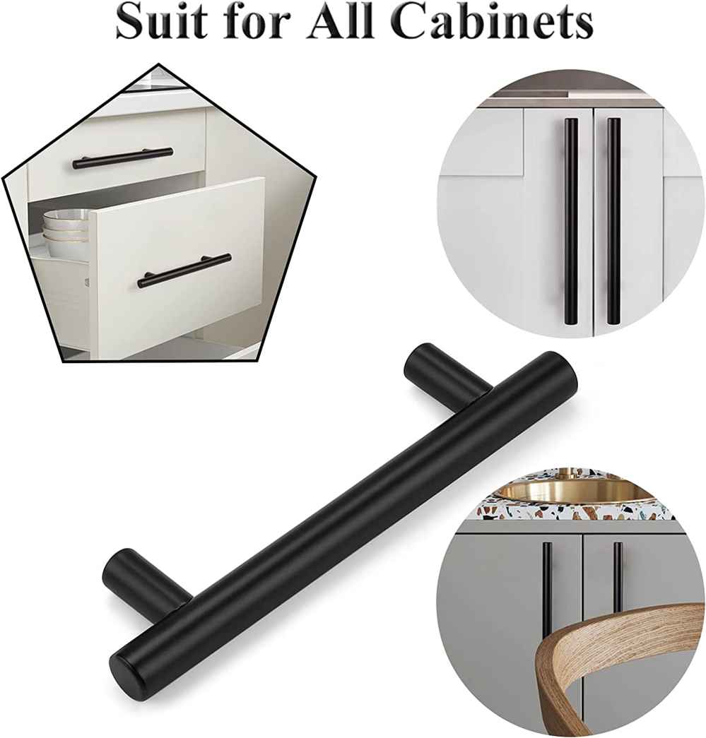 6.04-in. x 1.5-in. Stainless Steel Cabinet Handle In Black