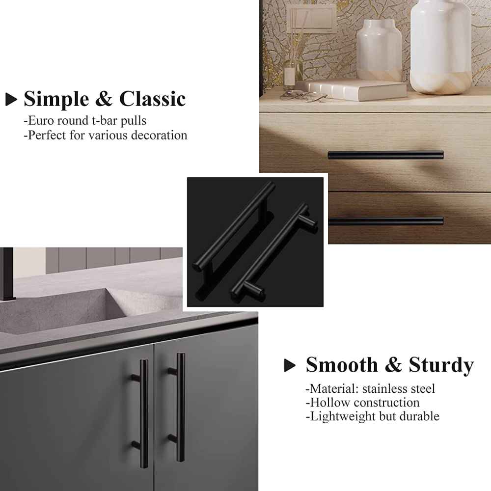 6.04-in. x 1.5-in. Stainless Steel Cabinet Handle In Black