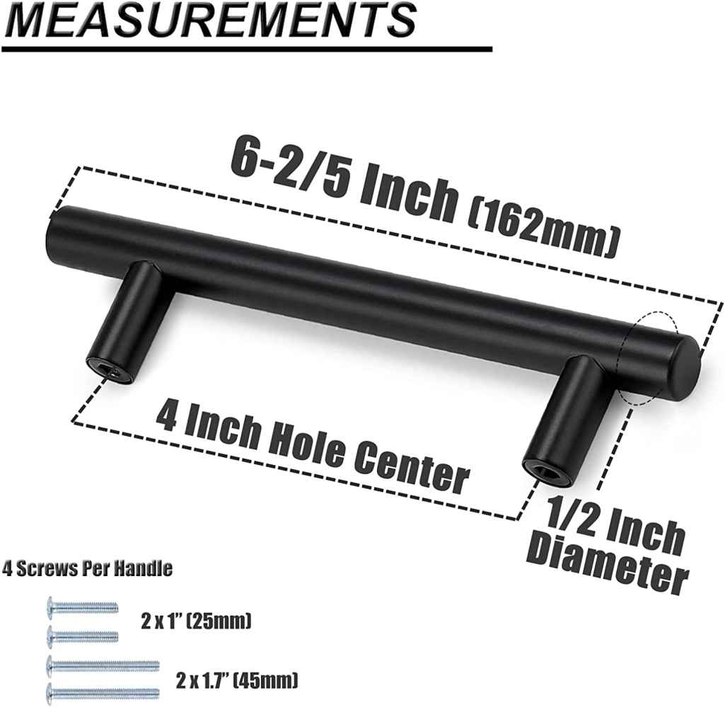 6.04-in. x 1.5-in. Stainless Steel Cabinet Handle In Black
