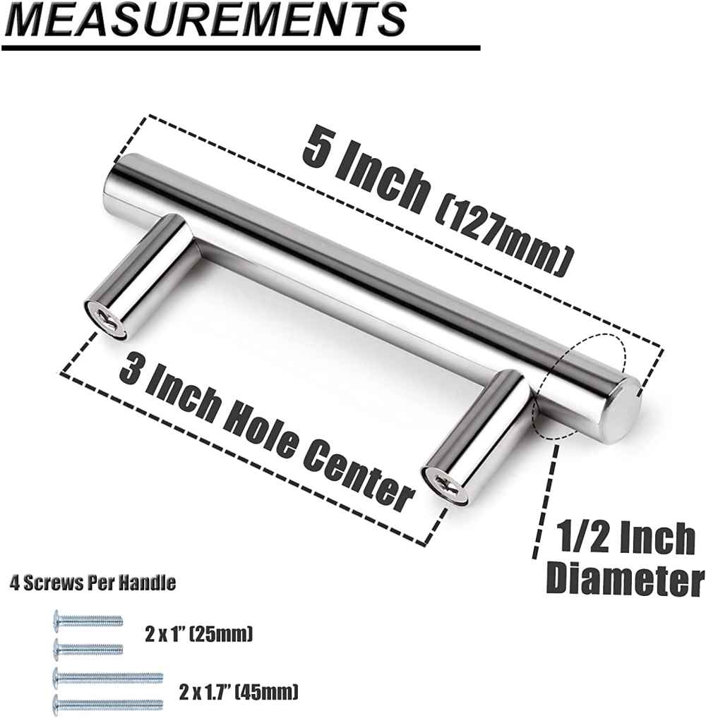 5-in. x 0.04-in. Stainless Steel Cabinet Handle In Chrome