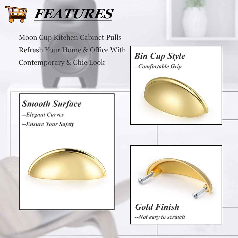 3.07-in. x 0.03-in. Stainless Steel Cabinet Handle In Gold