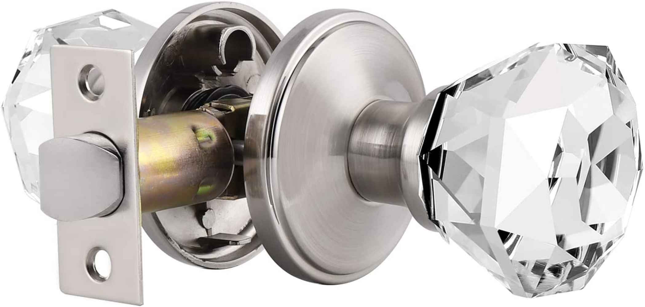 2-in. x 0.03-in. Glass-Zinc Alloy Door Door Lock In Brushed Nickel