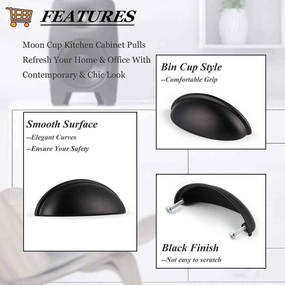 1.04-in. x 0.04-in. Zinc Alloy Cabinet Handle In Black