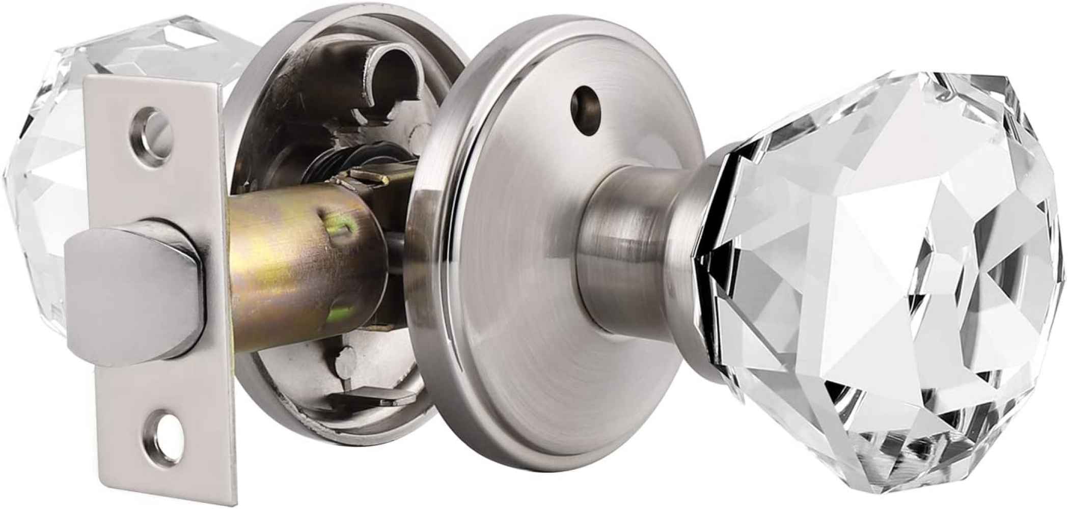 2-in. x 0.03-in. Glass-Zinc Alloy Door Door Lock In Brushed Nickel