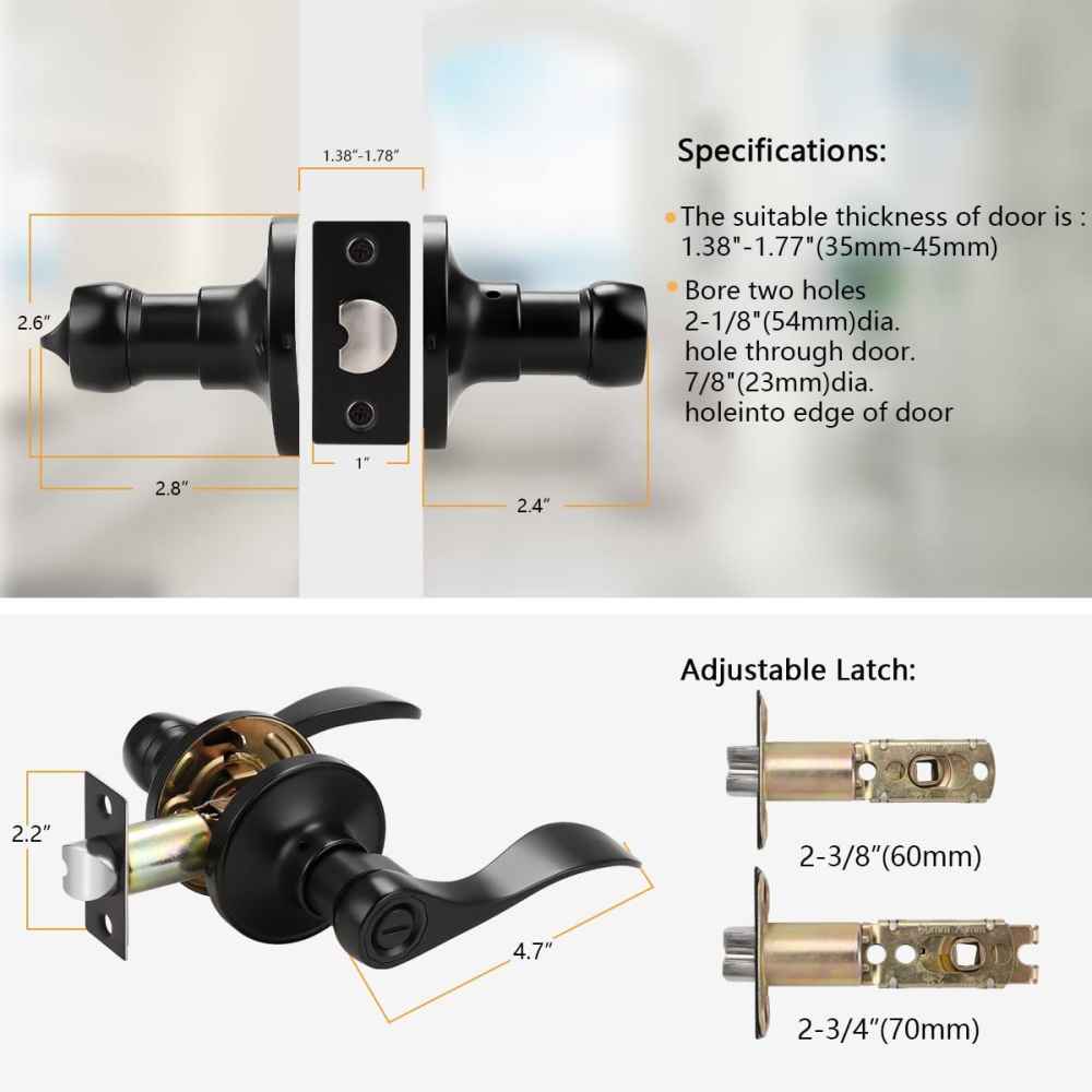 4-in. x 0.03-in. Zinc Alloy Door Lock In Black