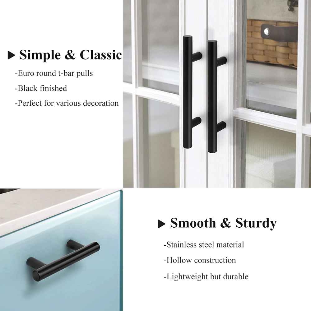 10-in. x 1.25-in. Stainless Steel Cabinet Cabinet Handle In Black