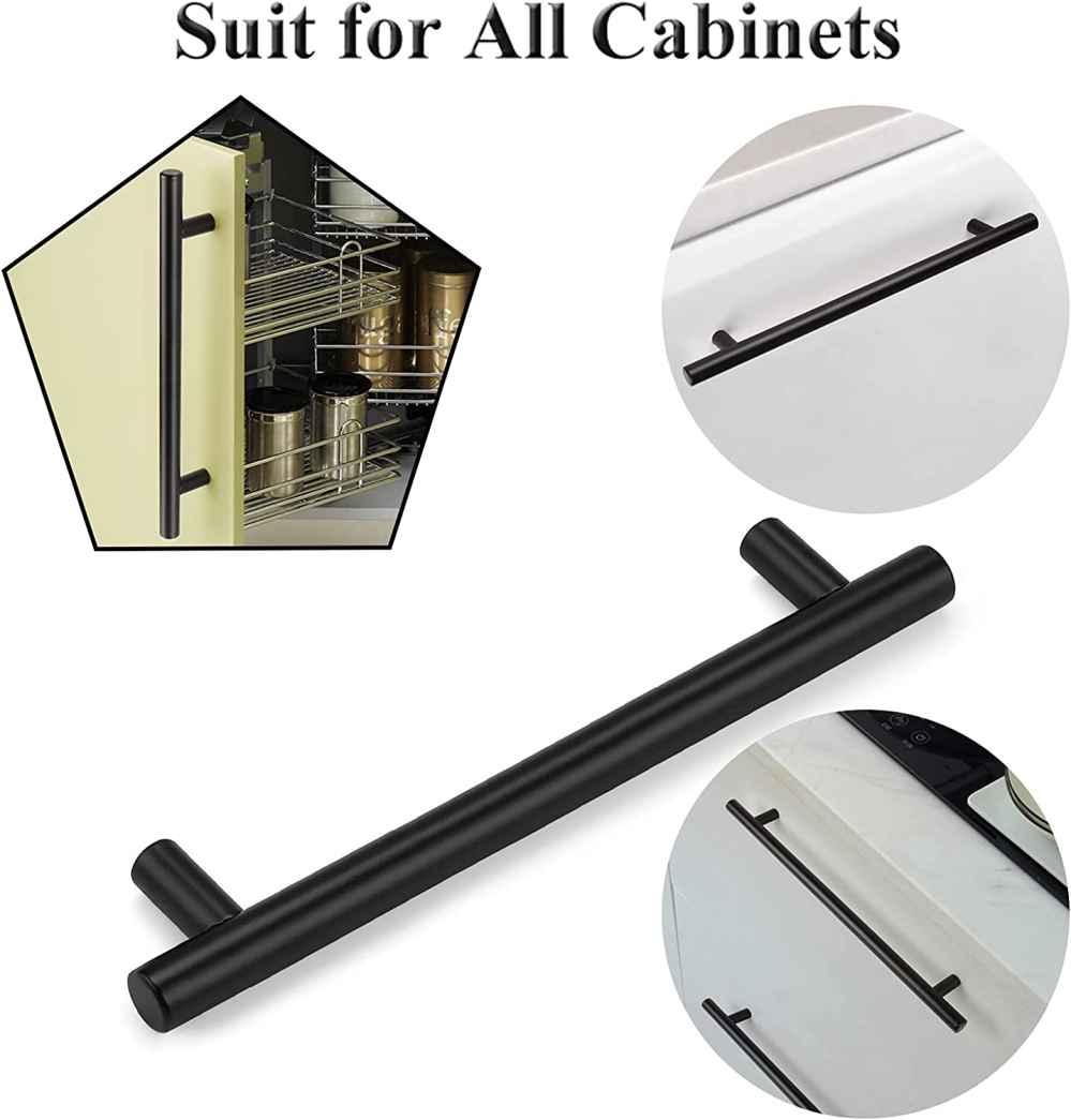 10-in. x 1.25-in. Stainless Steel Cabinet Cabinet Handle In Black