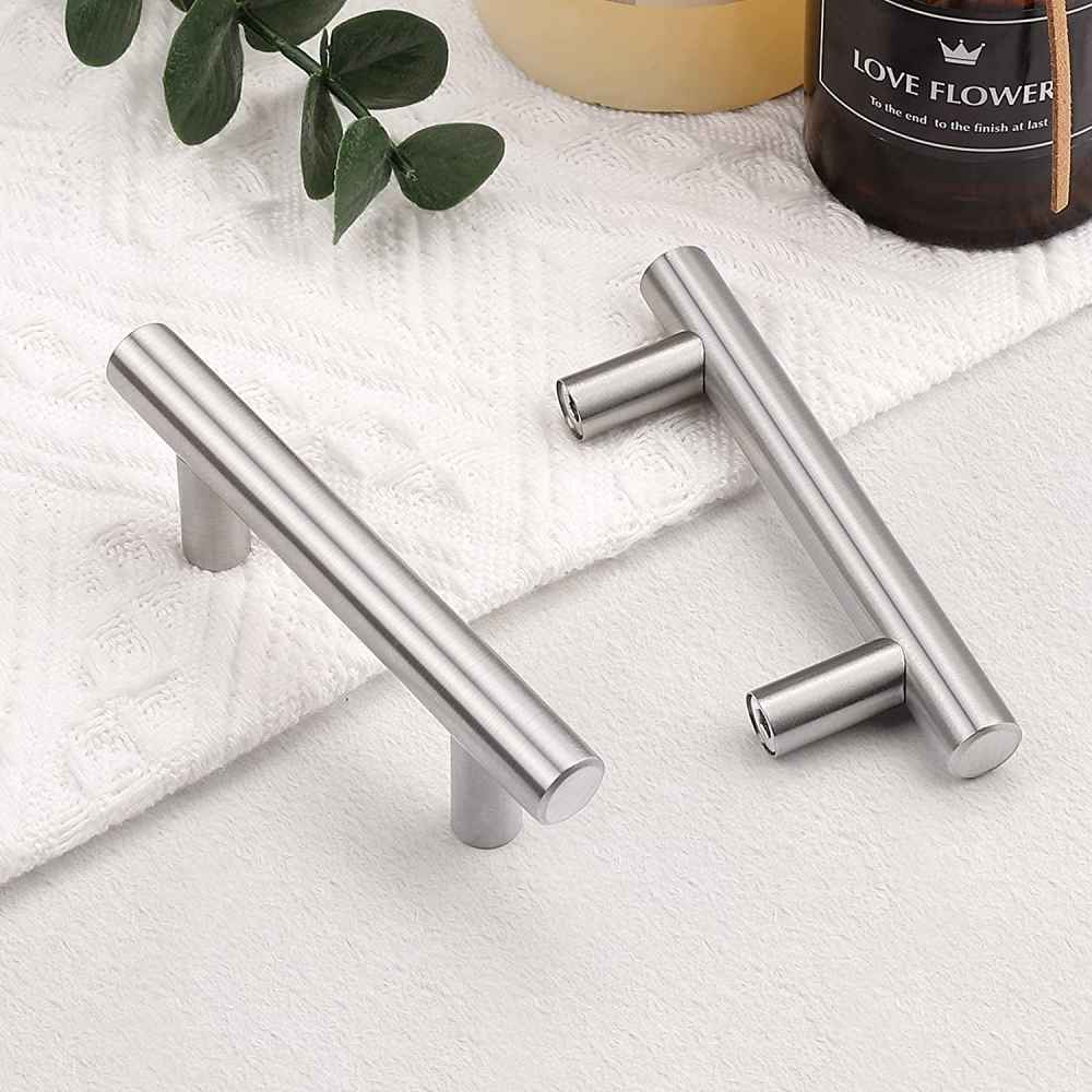 4-in. x 1.25-in. Stainless Steel Cabinet Handle In Brushed Nickel