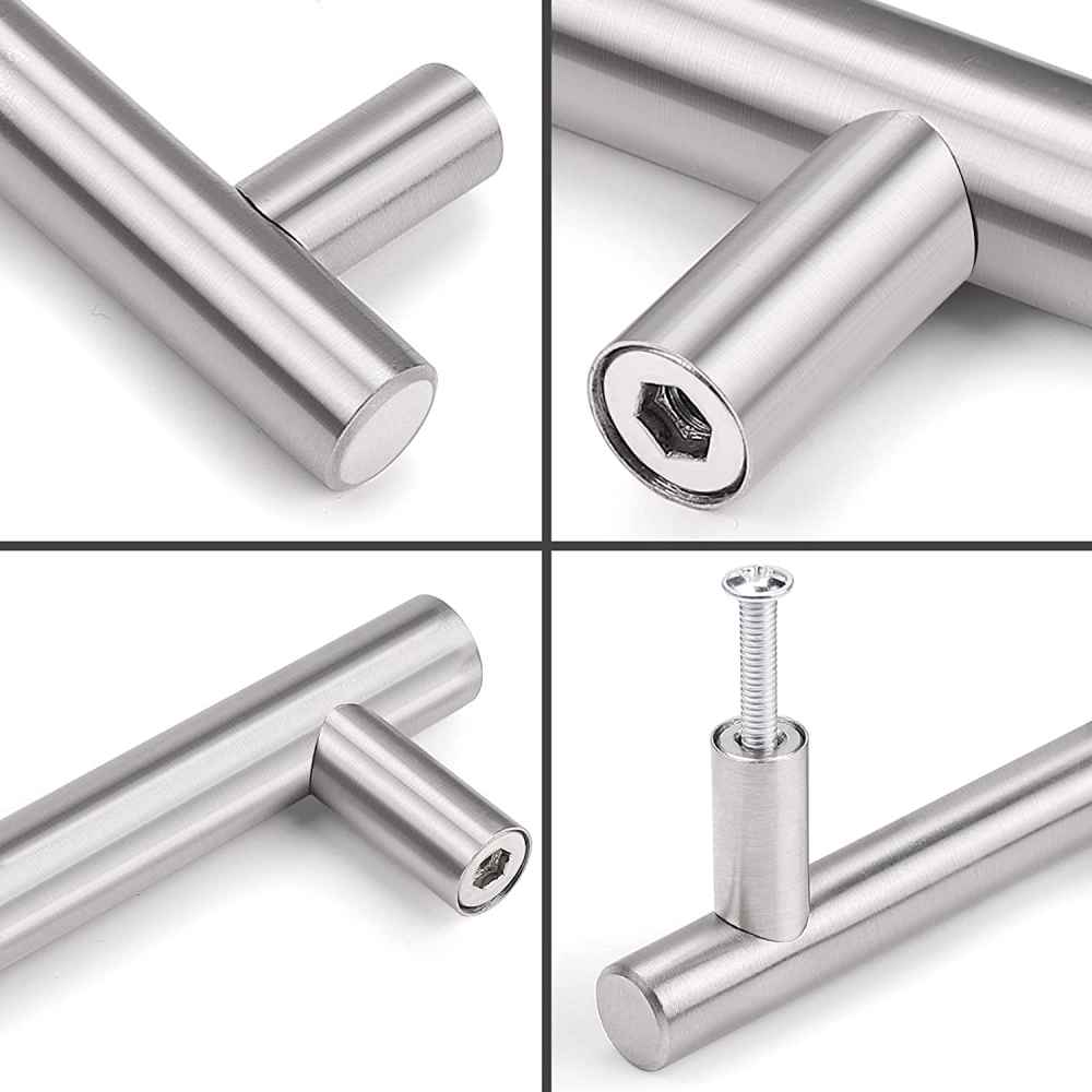 4-in. x 1.25-in. Stainless Steel Cabinet Handle In Brushed Nickel