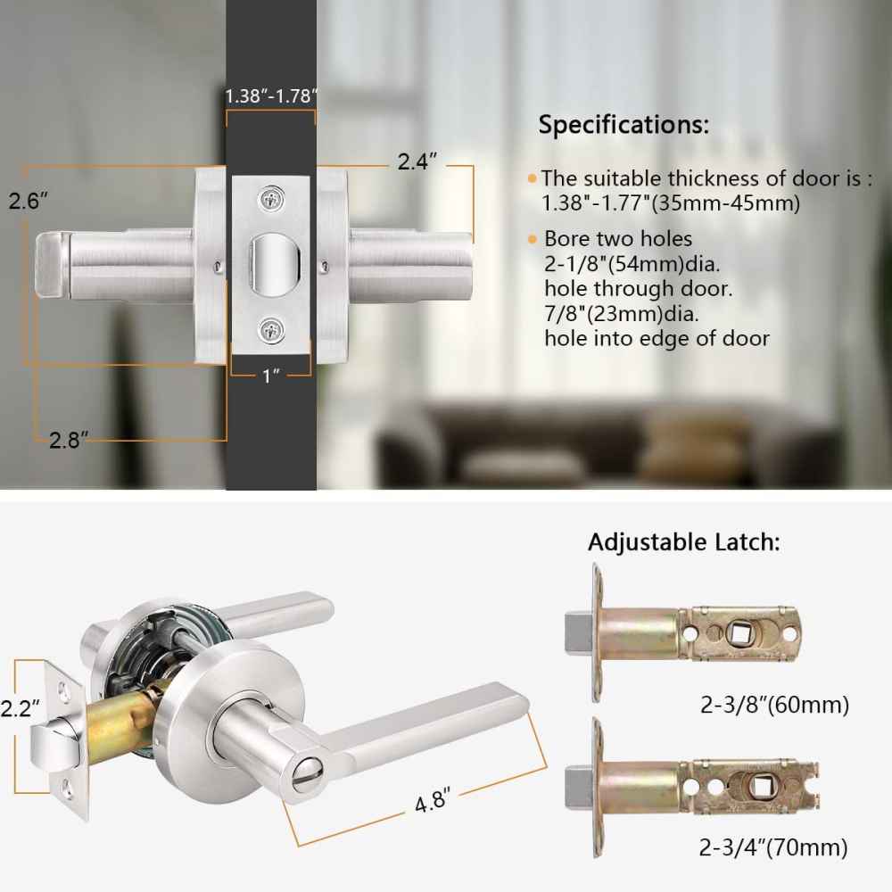 5-in. x 0.01-in. Stainless Steel Door Lock In Satin Nickel