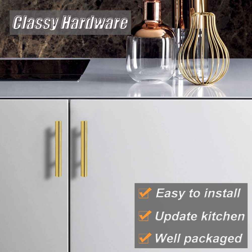 4-in. x 1.25-in. Stainless Steel Cabinet Handle In Brushed Gold