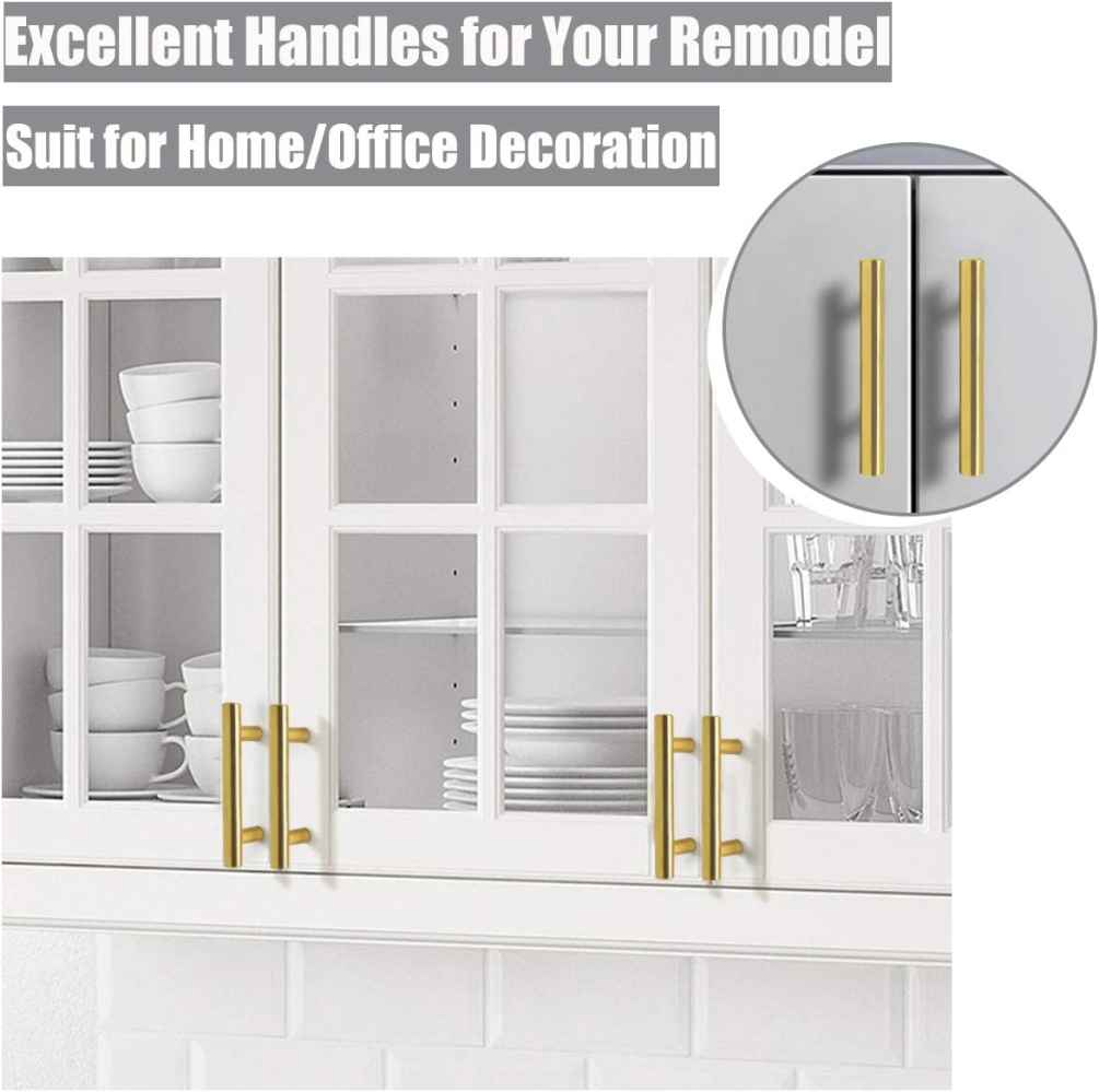 4-in. x 1.25-in. Stainless Steel Cabinet Handle In Brushed Gold