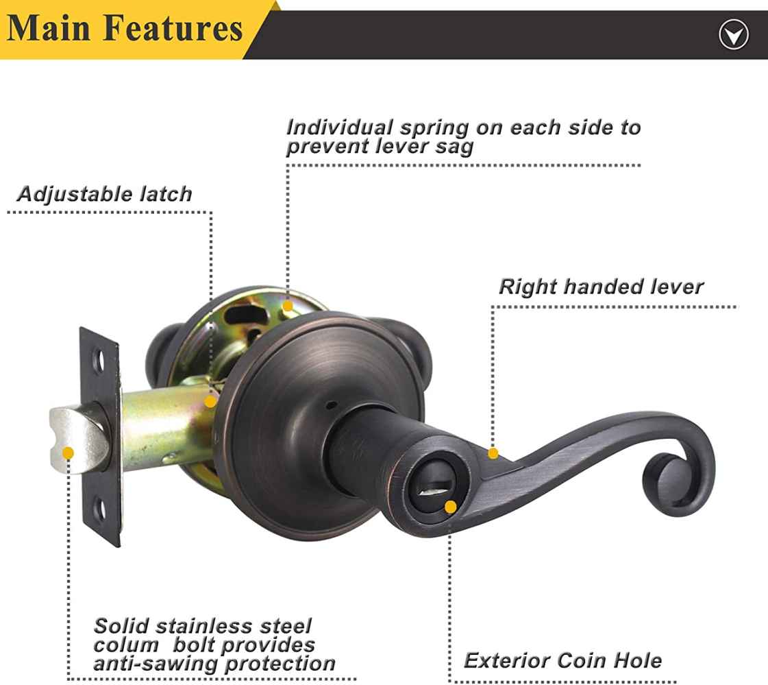 2.5-in. x 0.03-in. Zinc Alloy Door Lock In Oil Rubbed Bronze