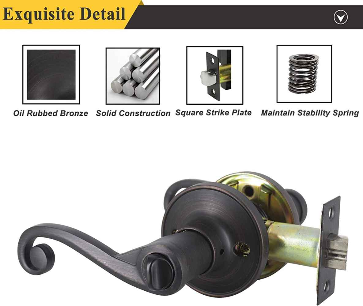 2.5-in. x 0.03-in. Zinc Alloy Door Lock In Oil Rubbed Bronze
