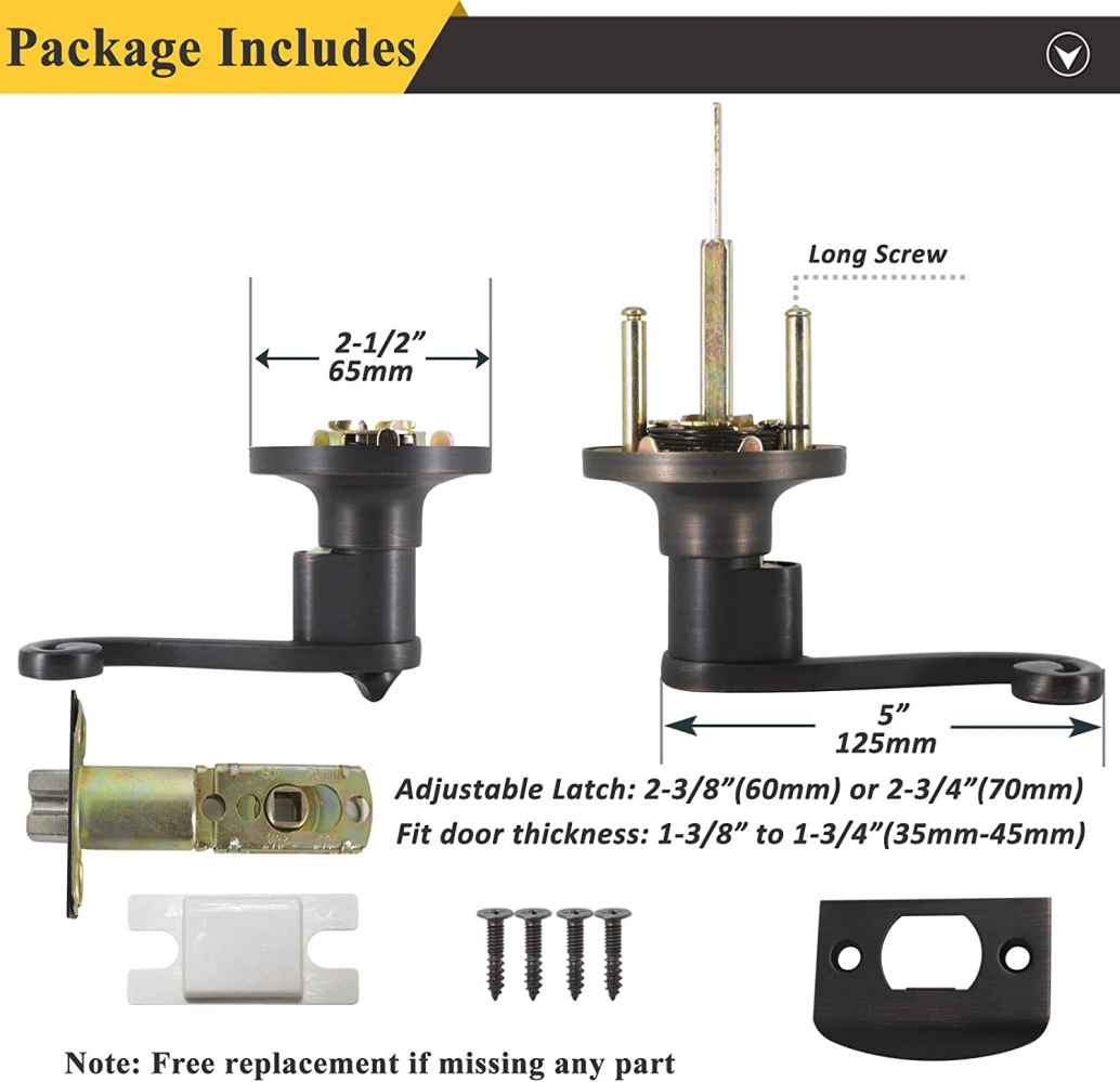 2.5-in. x 0.03-in. Zinc Alloy Door Lock In Oil Rubbed Bronze