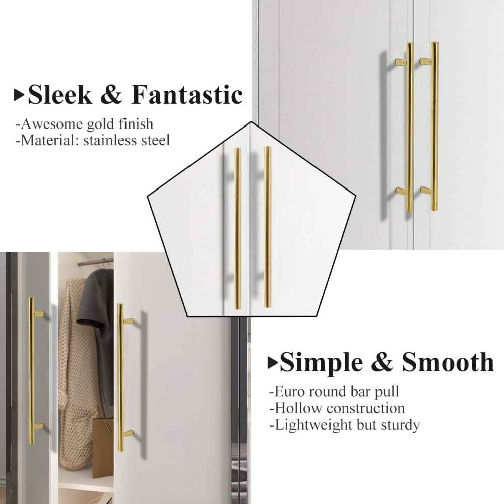 11.03-in. x 1.25-in. Stainless Steel Cabinet Handle In Brushed Gold