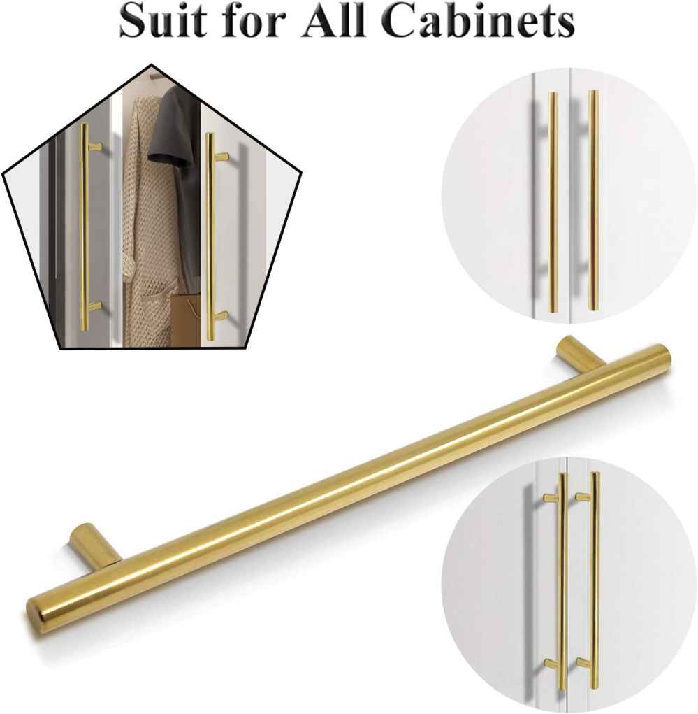 11.03-in. x 1.25-in. Stainless Steel Cabinet Handle In Brushed Gold
