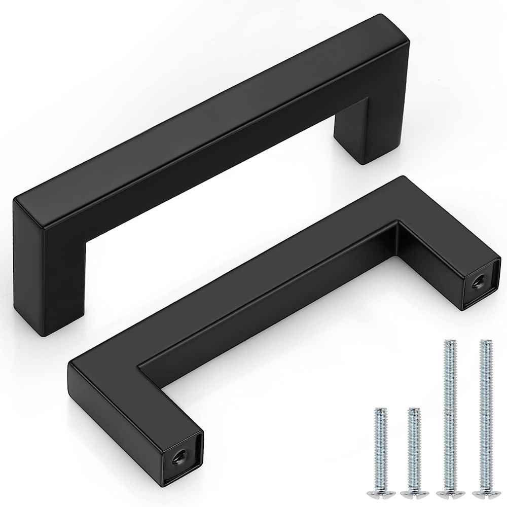 4-in. x 1.25-in. Stainless Steel Cabinet Cabinet Handle In Black