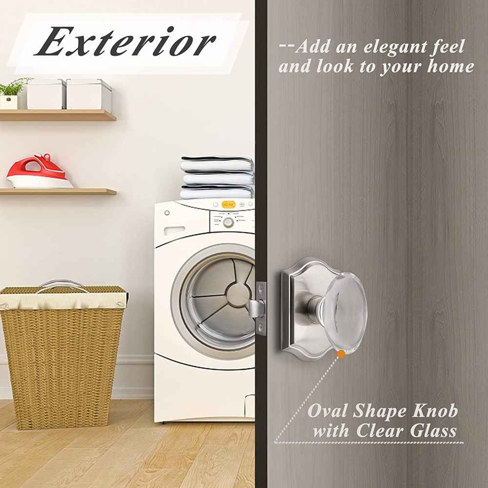 2.64-in. x 0.03-in. Crystal-Zinc Alloy Door Lock In Satin Nickel