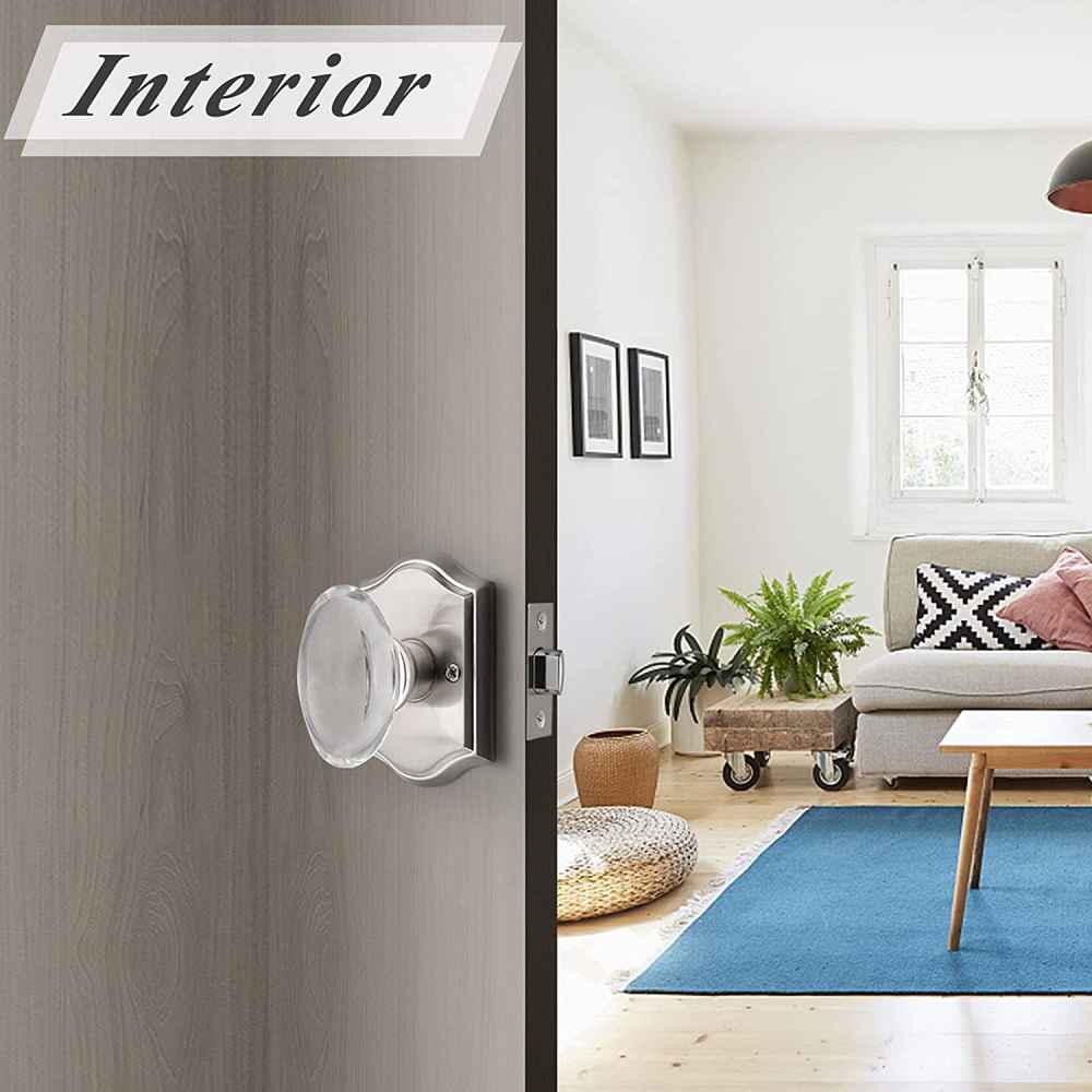 2.64-in. x 0.03-in. Crystal-Zinc Alloy Door Lock In Satin Nickel
