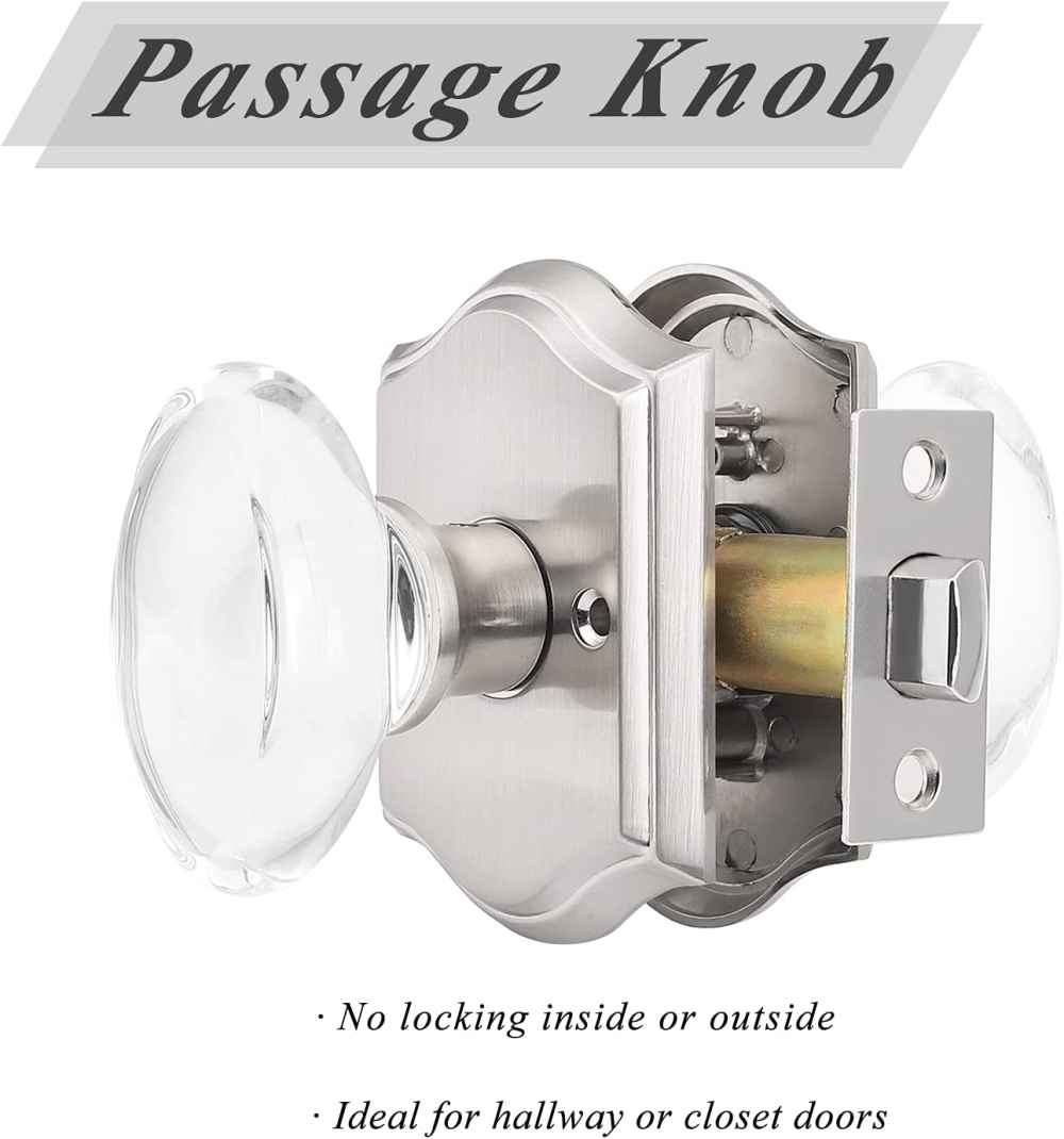 2.64-in. x 0.03-in. Crystal-Zinc Alloy Door Lock In Satin Nickel