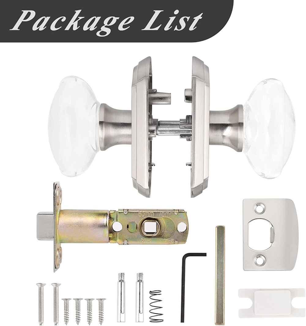 2.64-in. x 0.03-in. Crystal-Zinc Alloy Door Lock In Satin Nickel