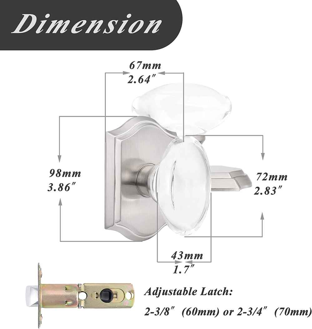 2.64-in. x 0.03-in. Crystal-Zinc Alloy Door Lock In Satin Nickel