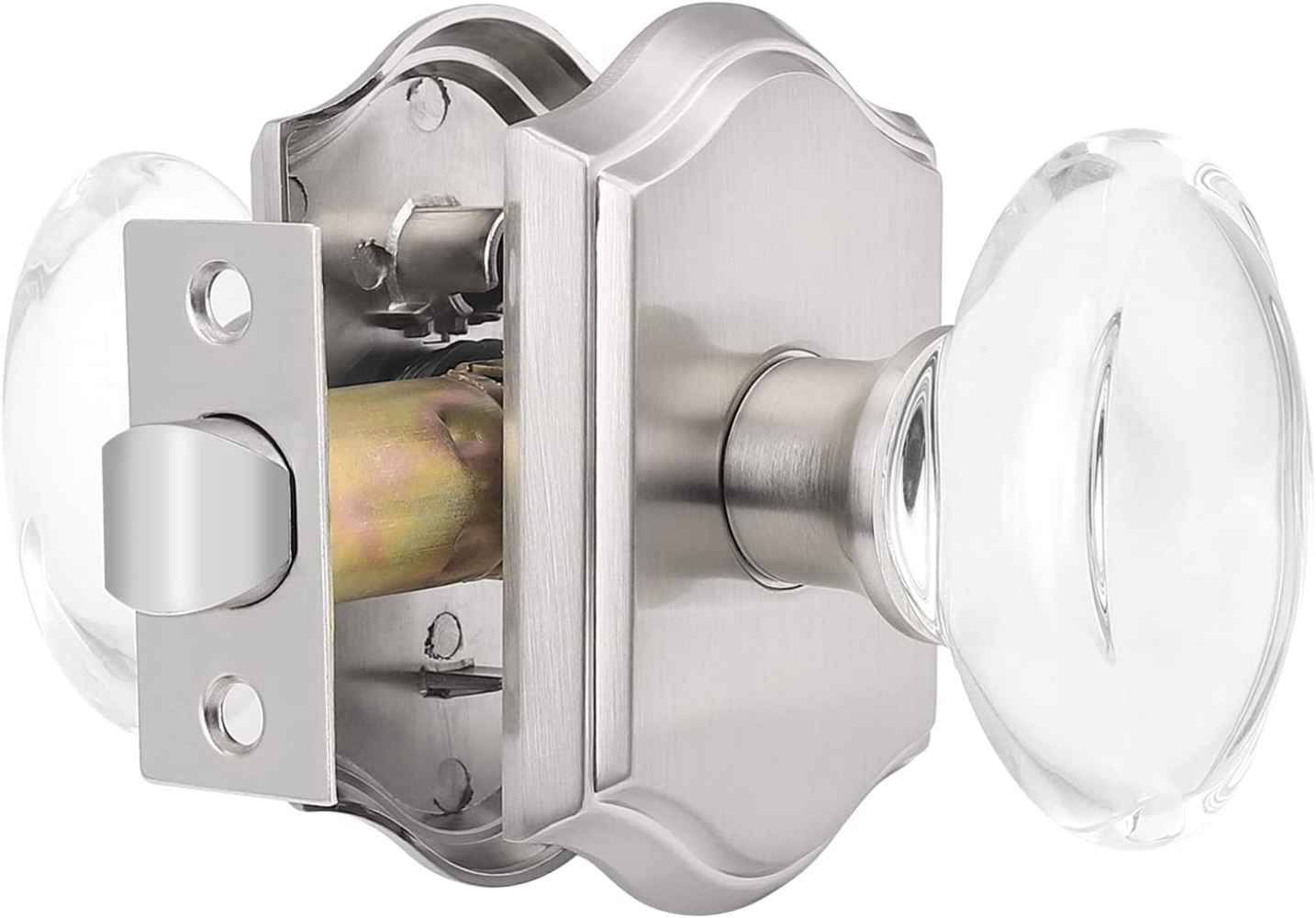 2.64-in. x 0.03-in. Crystal-Zinc Alloy Door Door Lock In Satin Nickel