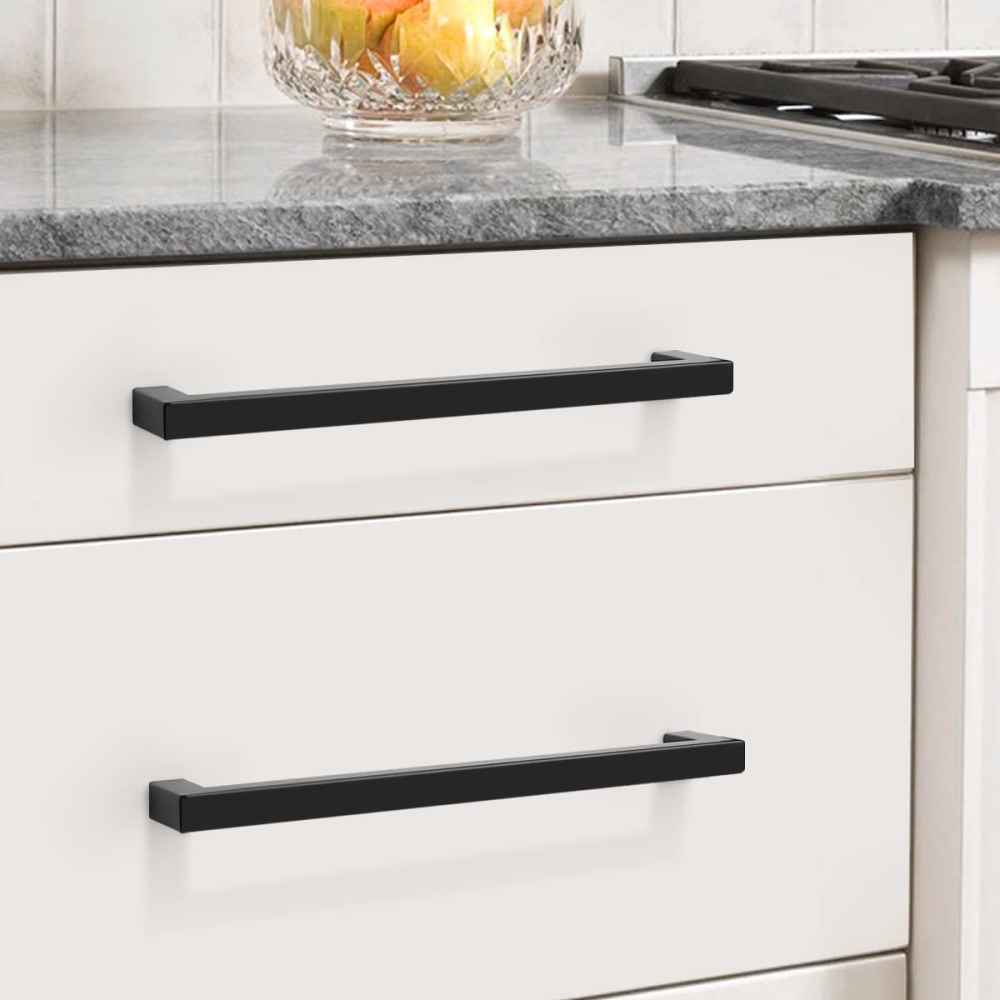 8-in. x 1.25-in. Stainless Steel Cabinet Cabinet Handle In Black