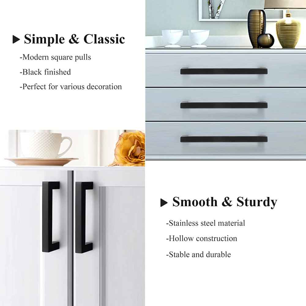 8-in. x 1.25-in. Stainless Steel Cabinet Cabinet Handle In Black