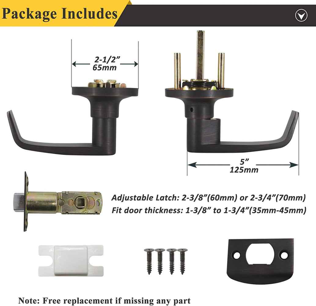 2.5-in. x 0.03-in. Zinc Alloy Door Lock In Oil Rubbed Bronze