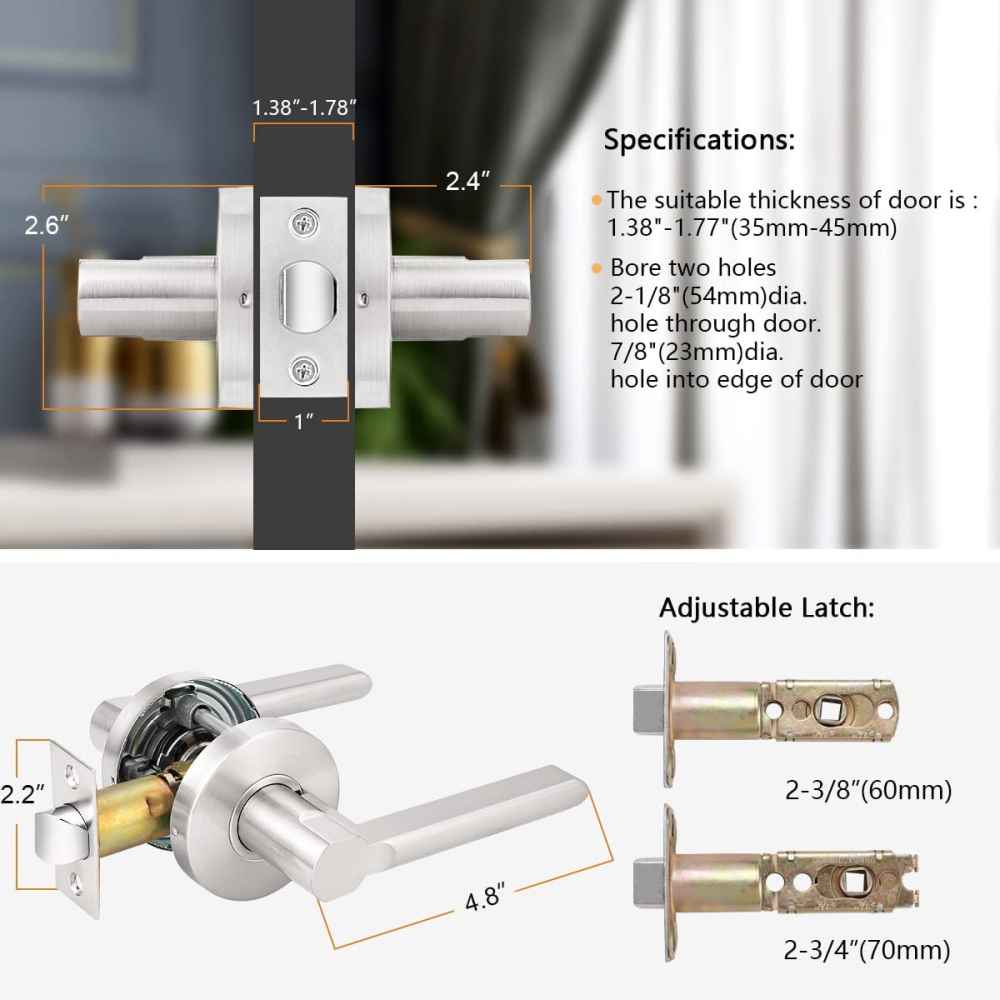 4.8-in. x 0.01-in. Stainless Steel Door Lock In Brushed Nickel