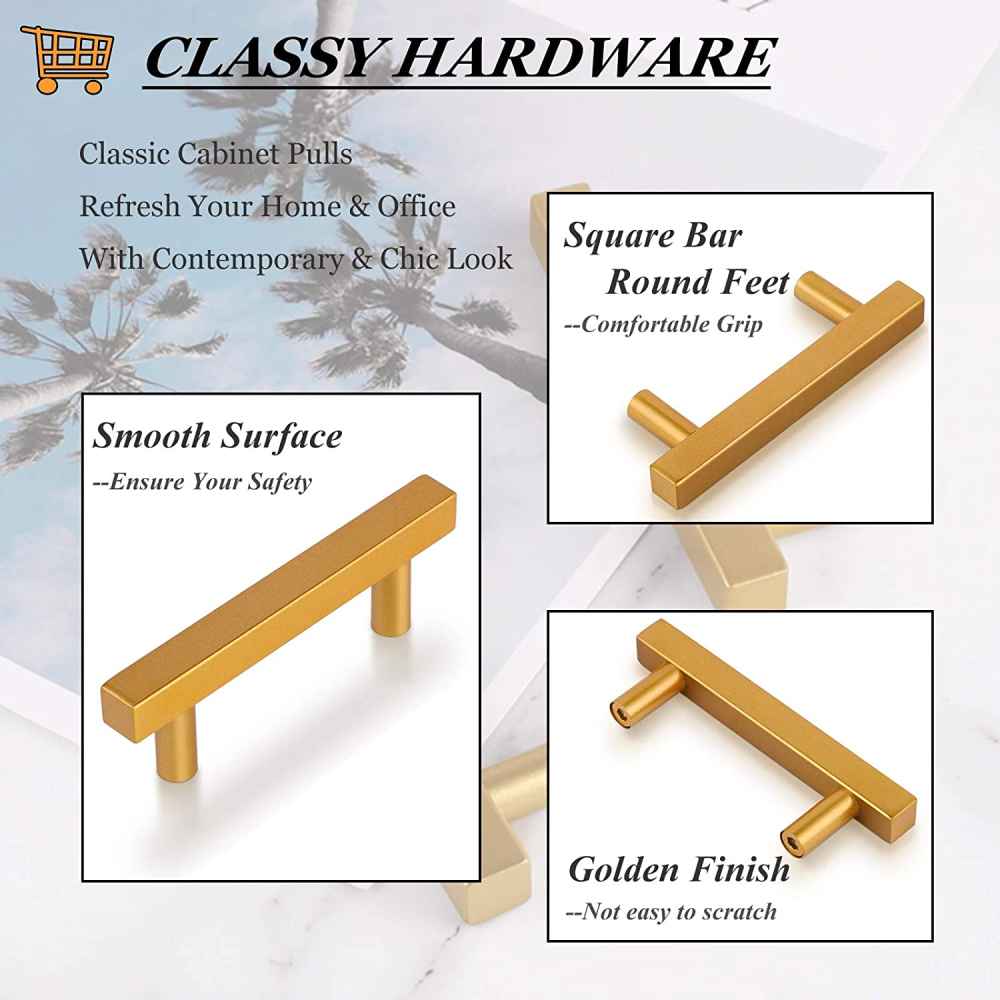 5-in. x 1.25-in. Stainless Steel Cabinet Handle In Gold