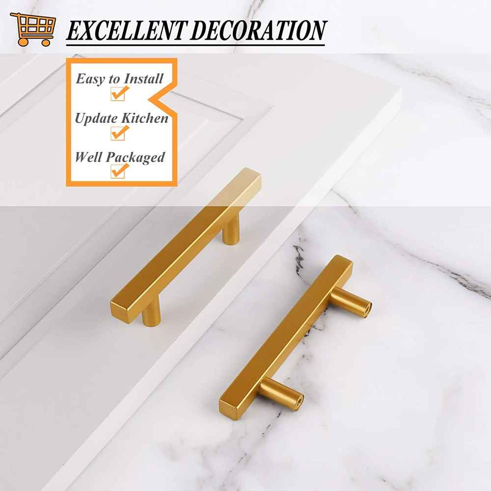 5-in. x 1.25-in. Stainless Steel Cabinet Handle In Gold