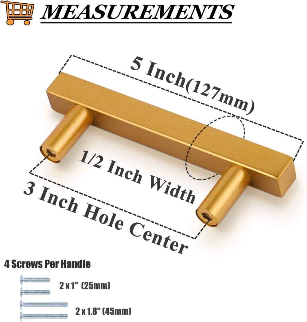 5-in. x 1.25-in. Stainless Steel Cabinet Handle In Gold