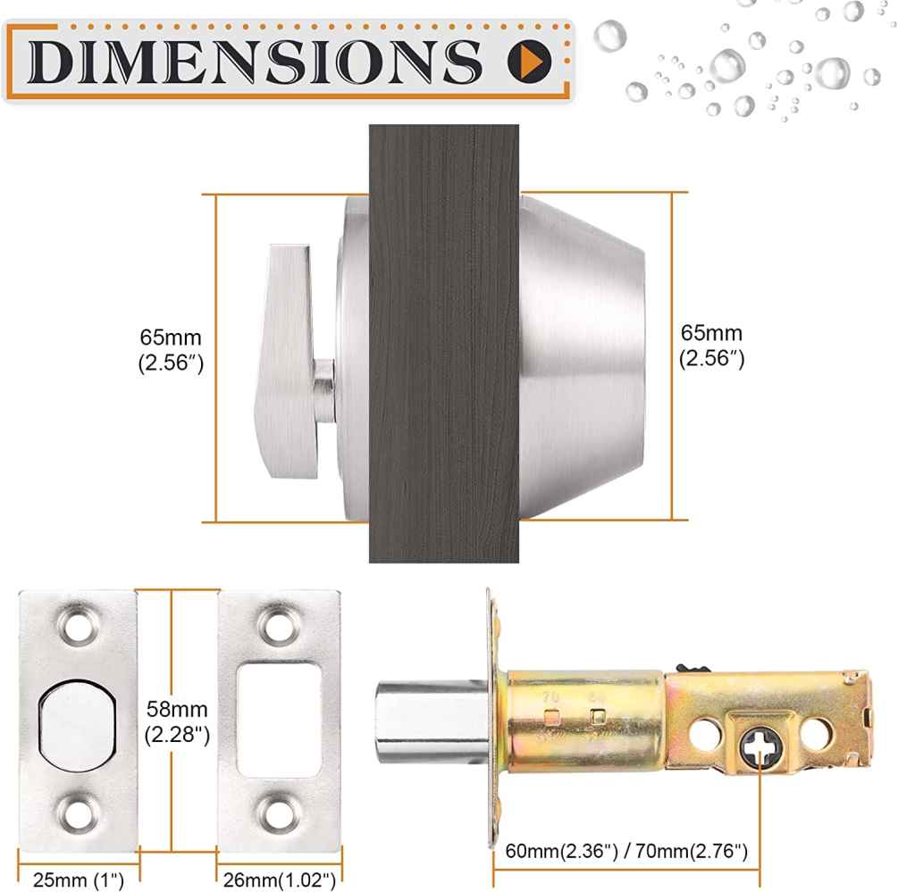 2.56-in. x 0.03-in. Stainless Steel Door Lock In Brushed Nickel