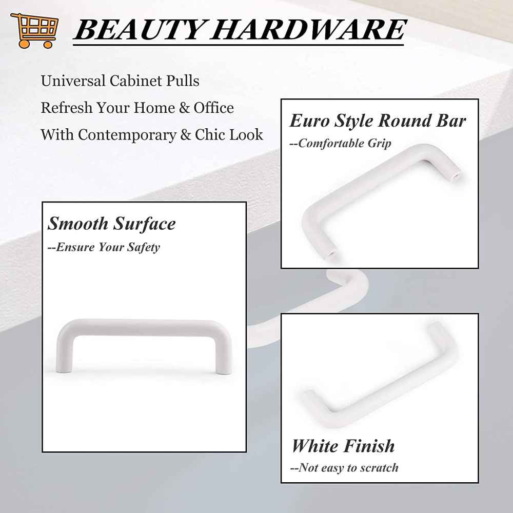 4.02-in. x 1.25-in. Plastic Cabinet Handle In White