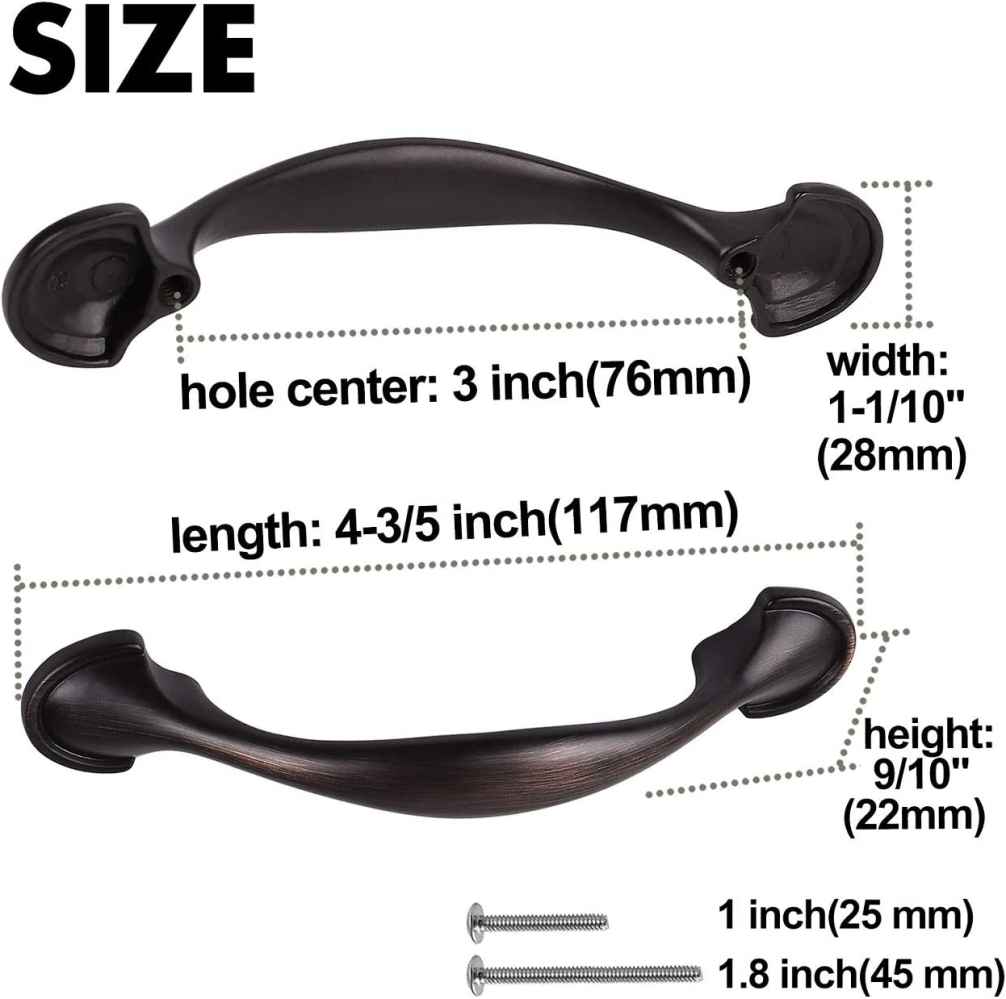 4.06-in. x 0.9-in. Zinc Alloy Cabinet Handle In Oil Rubbed Bronze
