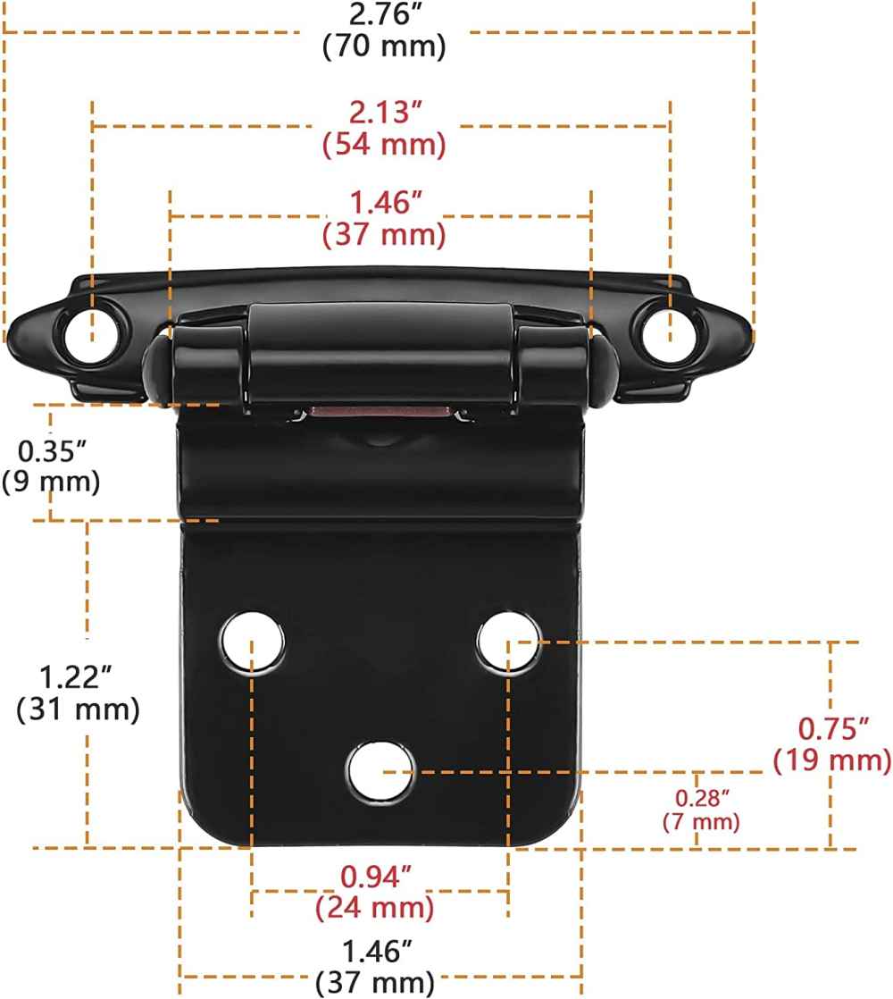 2.76-in. x 1.75-in. Zinc Alloy Cabinet Hinge In Black