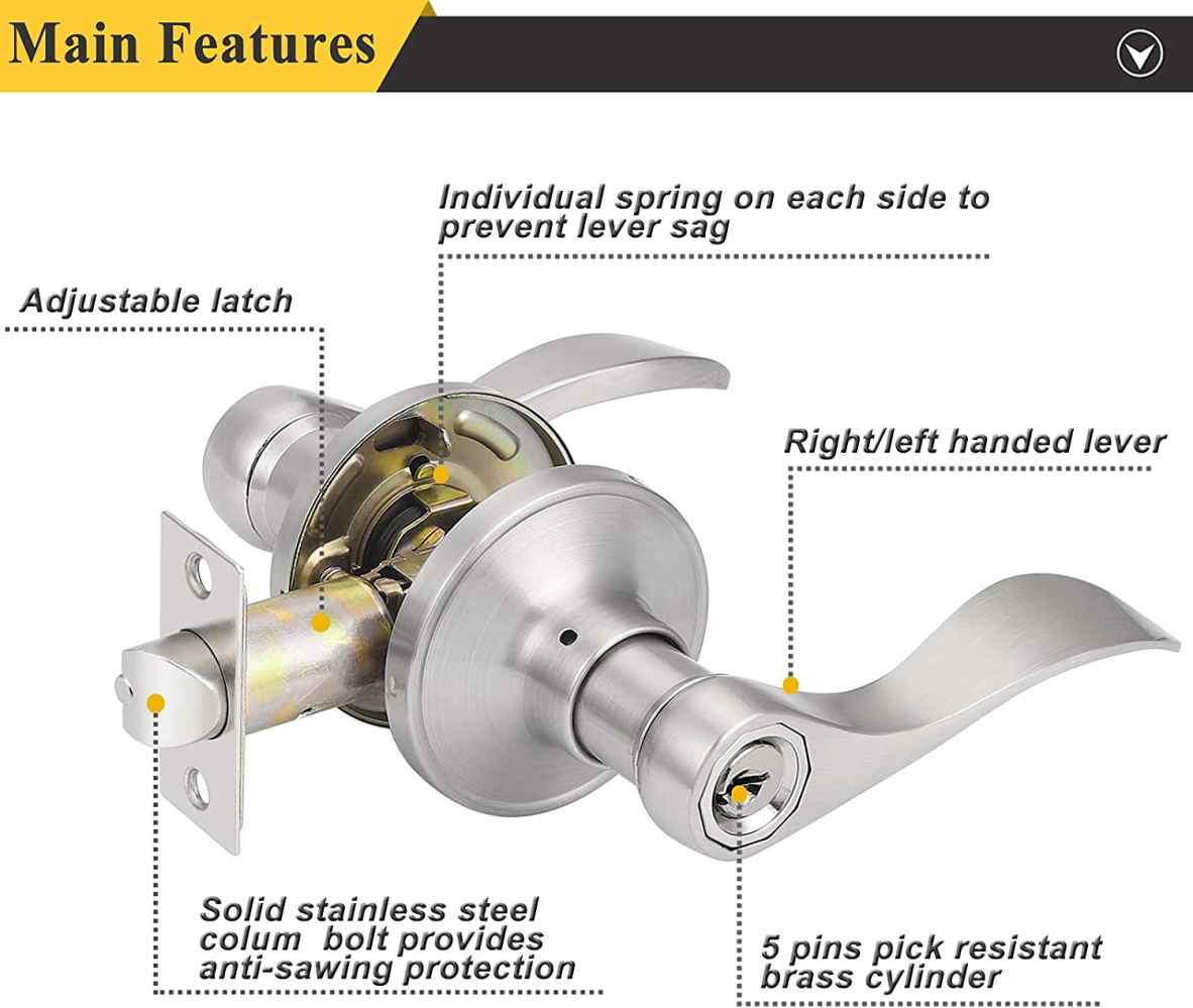 4-in. x 0.03-in. Zinc Alloy Door Lock In Satin Nickel