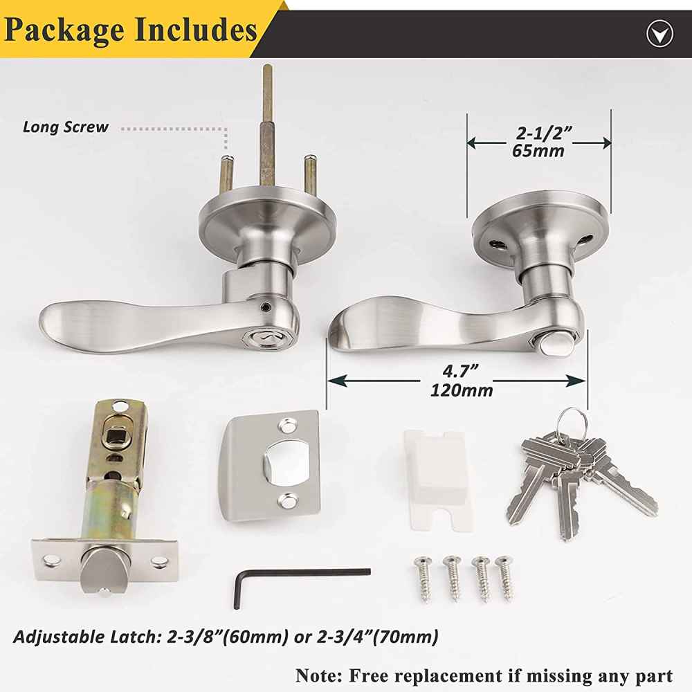 2.5-in. x 0.03-in. Stainless Steel Door Lock In Brushed Nickel