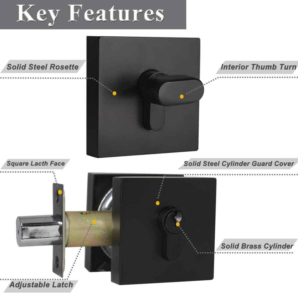 3.5-in. x 3.5-in. Stainless Steel Door Lock In Black