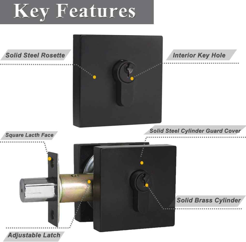 3.5-in. x 3.5-in. Stainless Steel Door Lock In Black