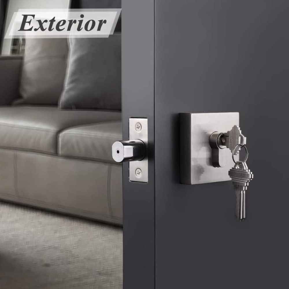 3.5-in. x 3.5-in. Stainless Steel Door Lock In Satin Nickel