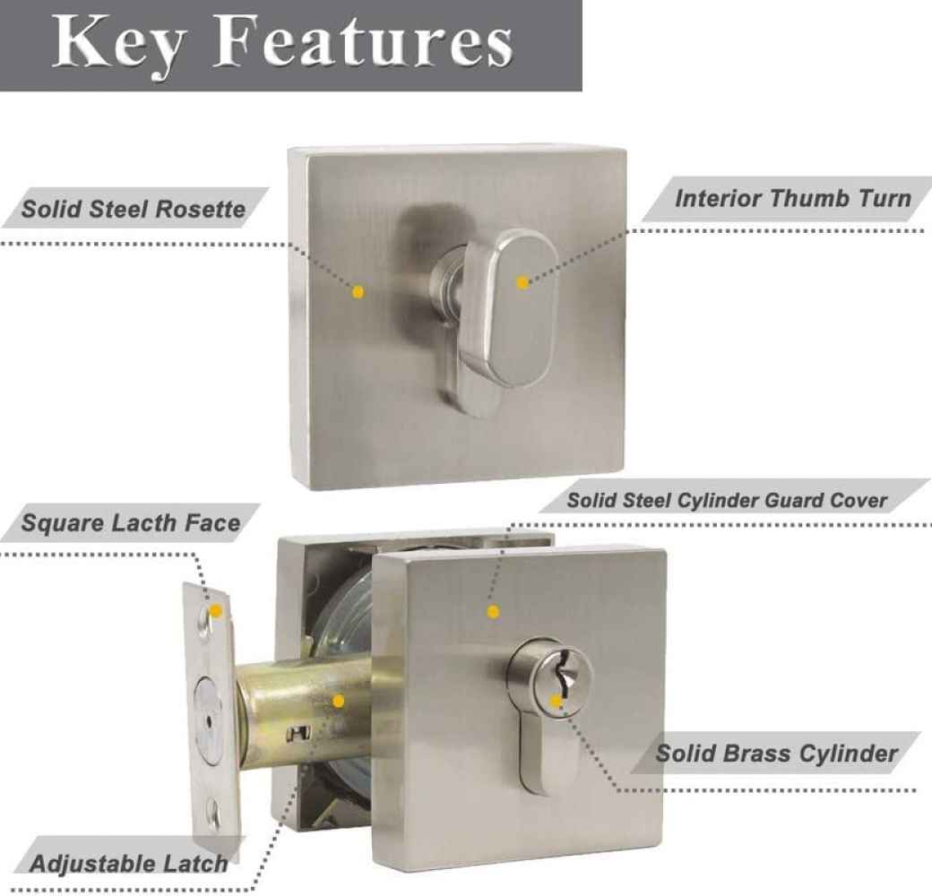 3.5-in. x 3.5-in. Stainless Steel Door Lock In Satin Nickel