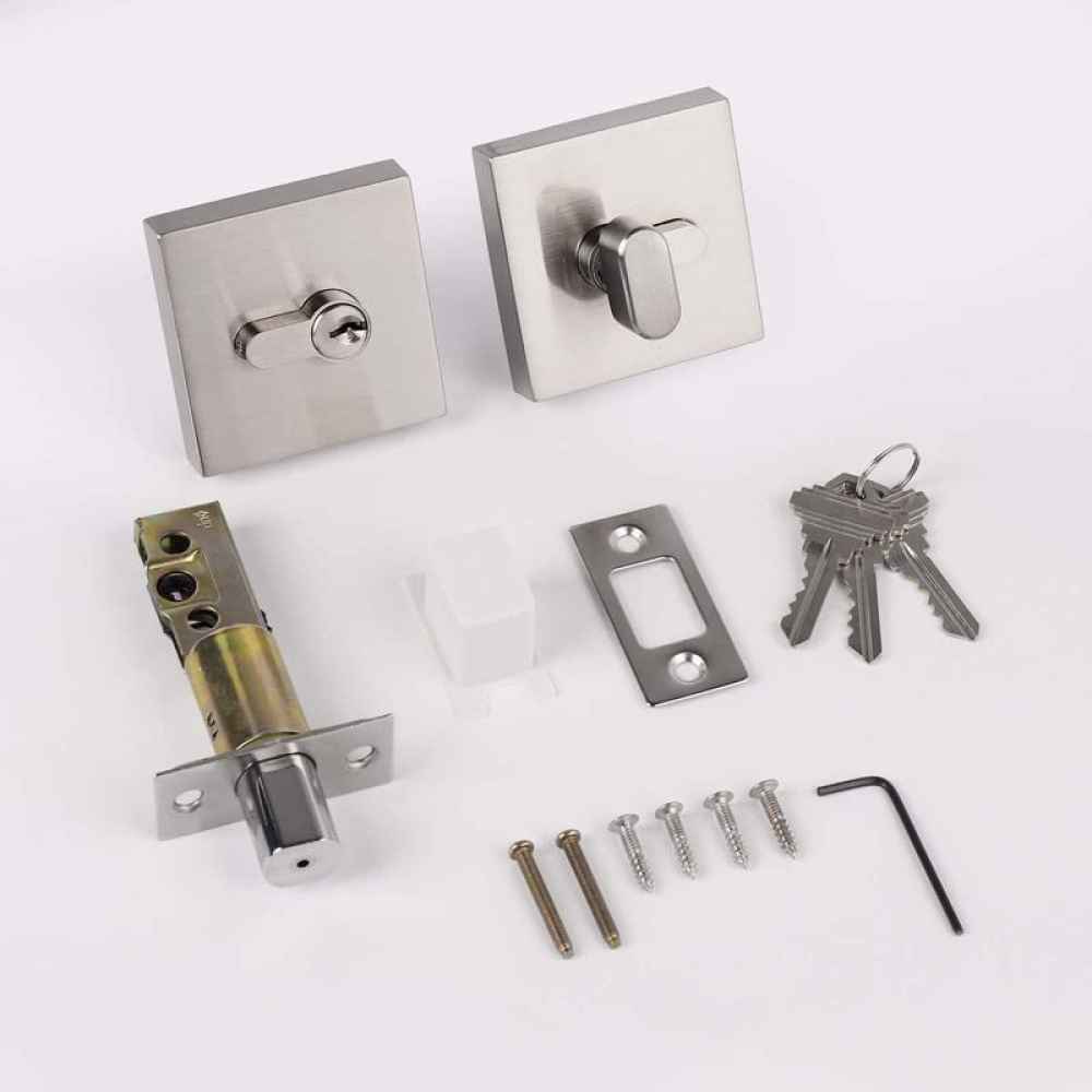 3.5-in. x 3.5-in. Stainless Steel Door Lock In Satin Nickel