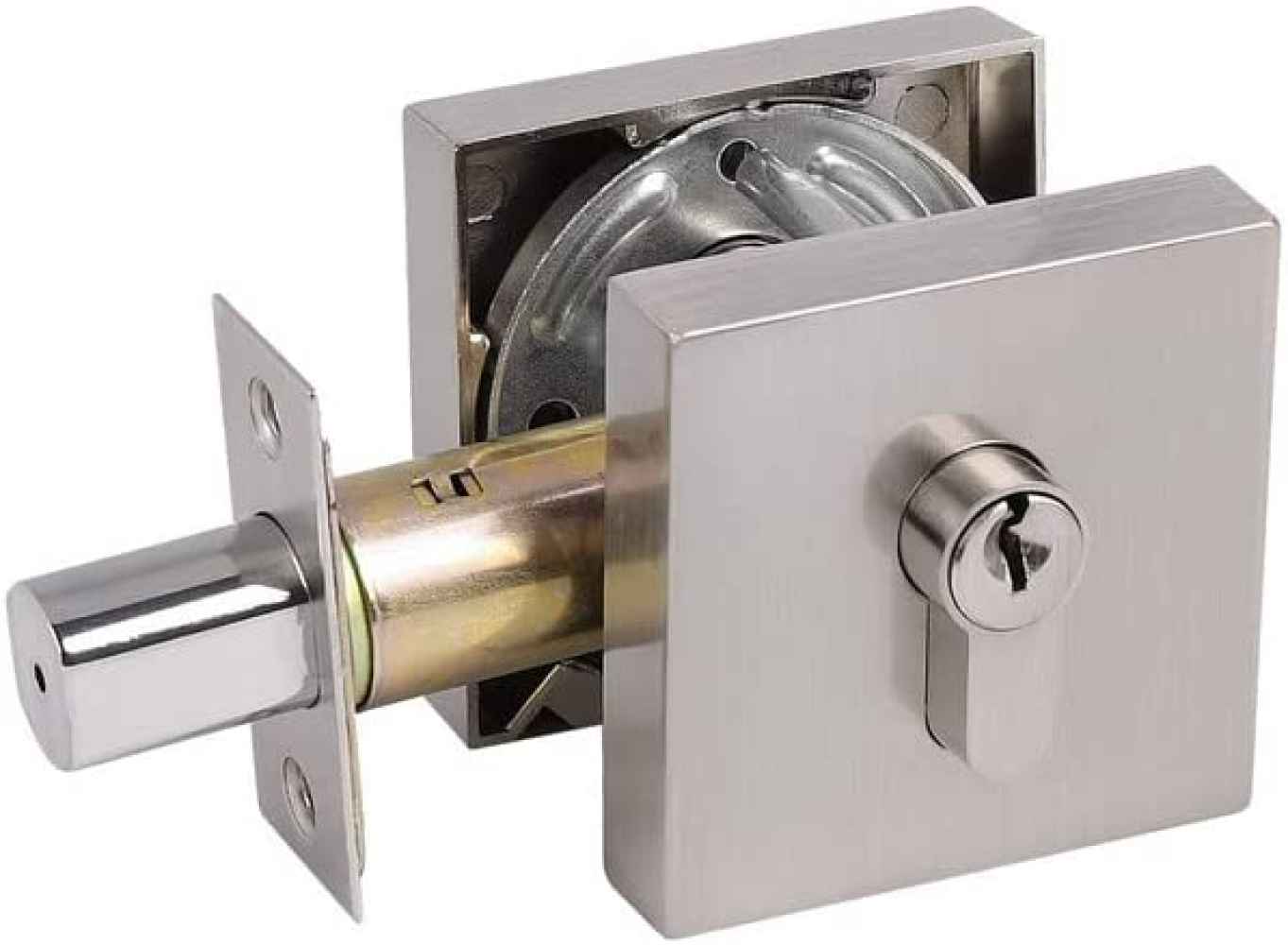 3.5-in. x 3.5-in. Stainless Steel Door Door Lock In Satin Nickel