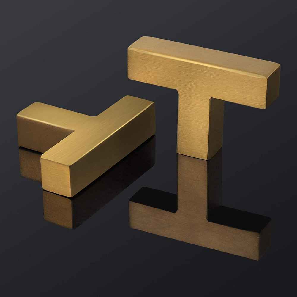 2-in. x 1.4-in. Stainless Steel Cabinet Knob In Gold