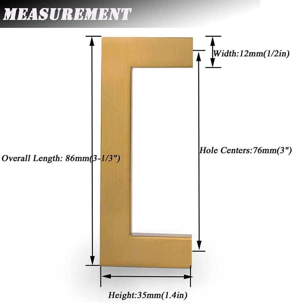 3.4-in. x 1.4-in. Stainless Steel Cabinet Handle In Gold